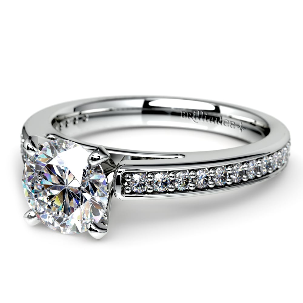 Pave Cathedral Diamond Engagement Ring in White Gold (1/4 ctw) | 04