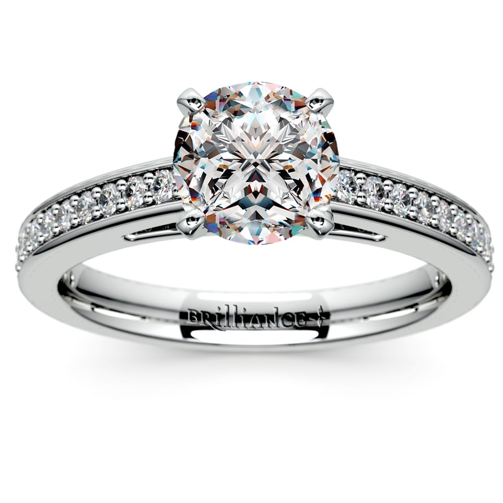 3/4 Carat Pave Cathedral Setting Engagement Ring In White Gold | 02