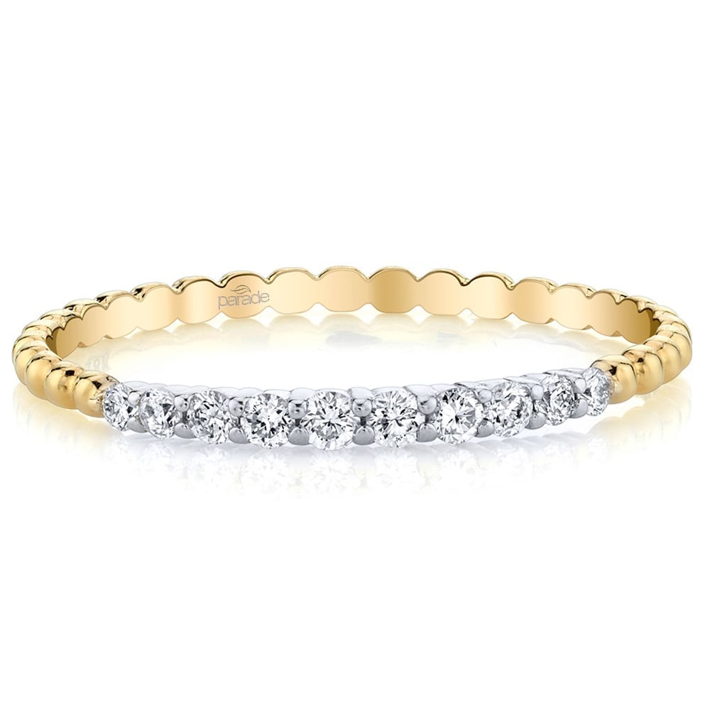 Two Tone Diamond Wedding Band In White And Yellow Gold | 02