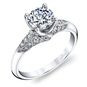 Vintage Cathedral Engagement Ring With Milgrain Edging