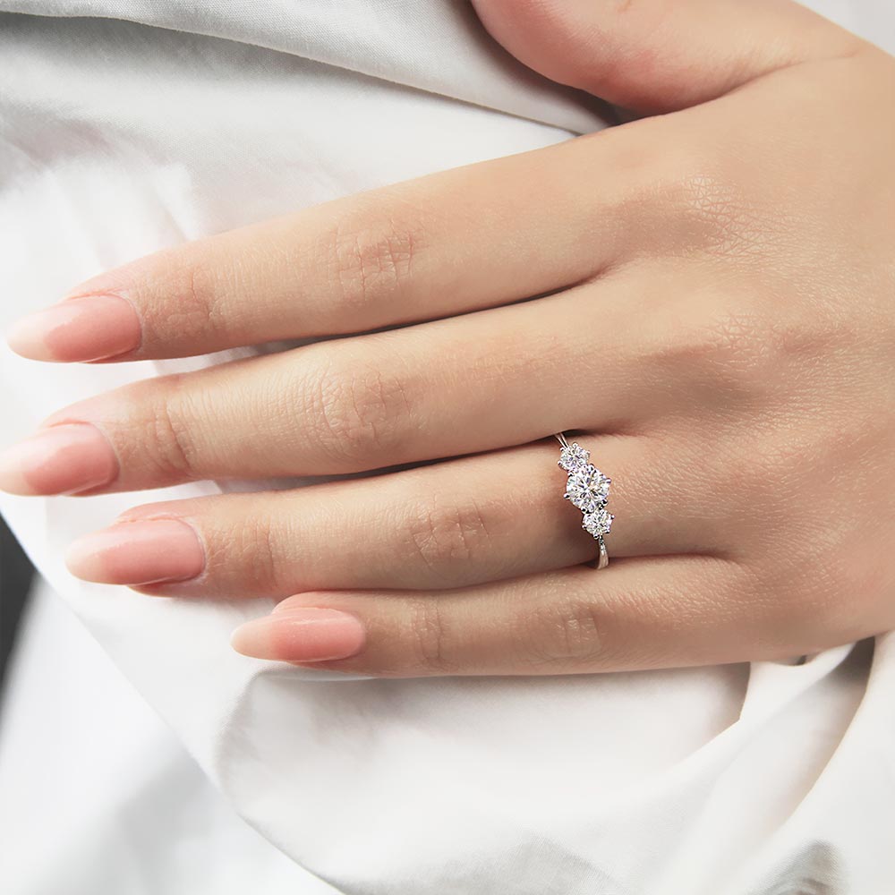 Three Stone Diamond Milgrain Engagement Ring Setting | 04