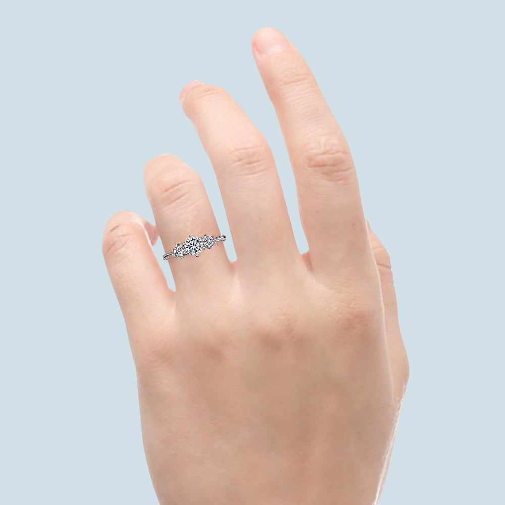 Three Stone Diamond Milgrain Engagement Ring Setting | 03