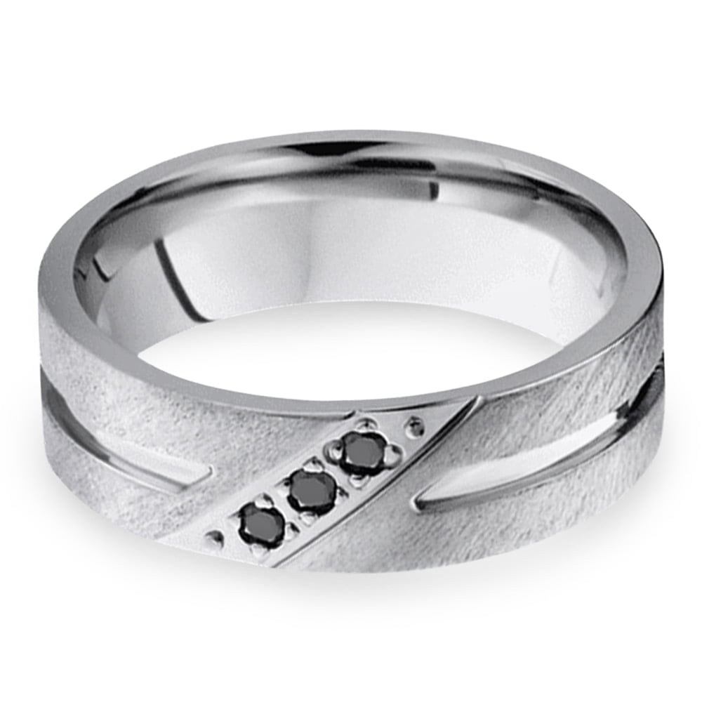 Cobalt Diamond Men's Engagement Ring With Black Diamonds | 01