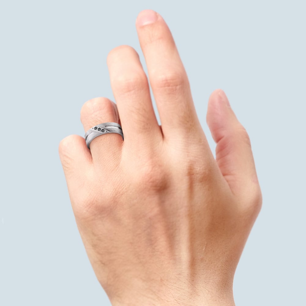 Cobalt Diamond Men's Engagement Ring With Black Diamonds | 04