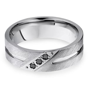Cobalt Diamond Men's Engagement Ring With Black Diamonds
