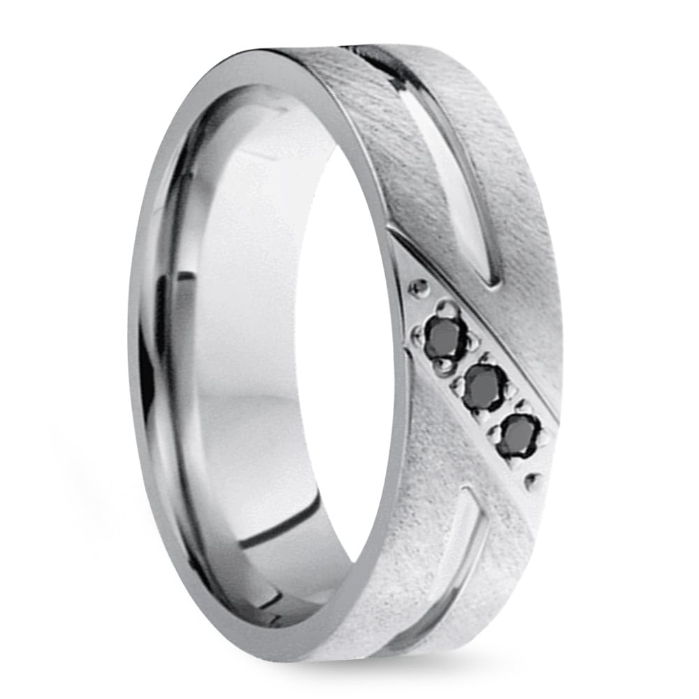 Cobalt Diamond Men's Engagement Ring With Black Diamonds | 02