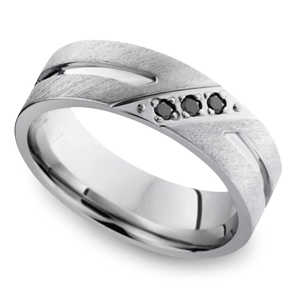 Cobalt Diamond Men's Engagement Ring With Black Diamonds | 03
