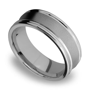 Concaved Center Men's Wedding Ring in Titanium