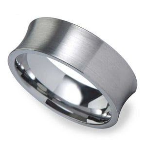 Concave Tungsten Wedding Band - Brushed Finish Carbide Tungsten (8mm)