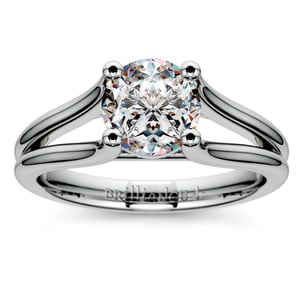 Curved Split Shank Engagement Ring In White Gold