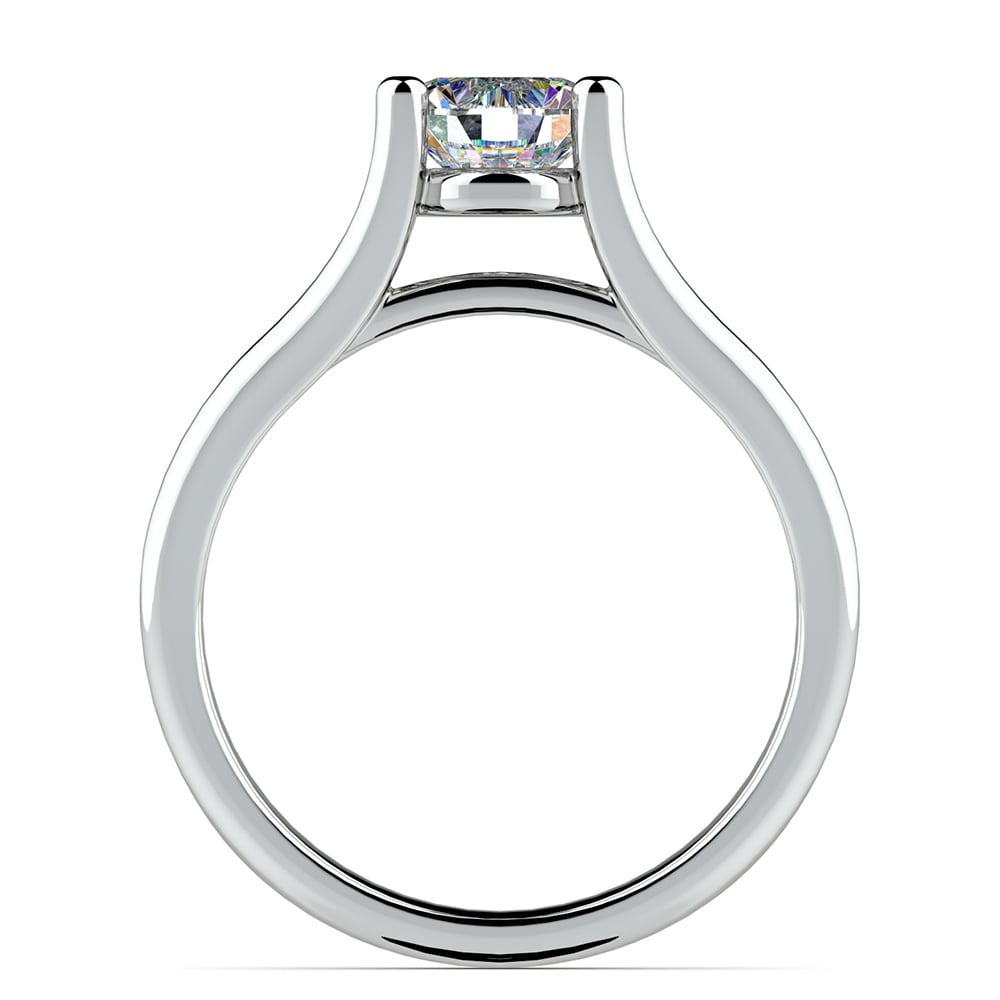 Curved Split Shank Engagement Ring In White Gold | 02