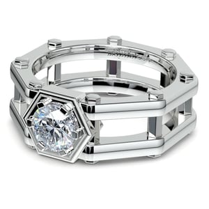 Moissanite Mangagement Ring In A Gear Design