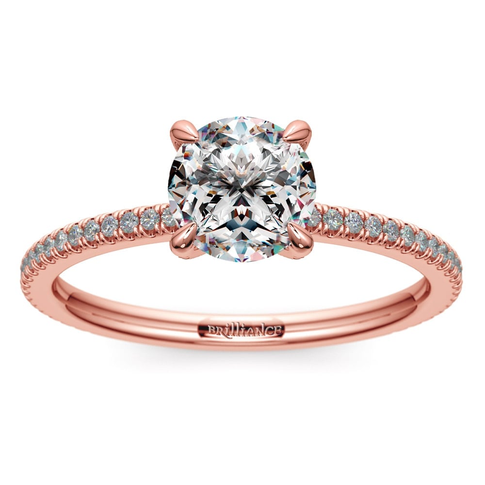 Petite Engagement Ring With Diamond Prongs In Rose Gold | 01
