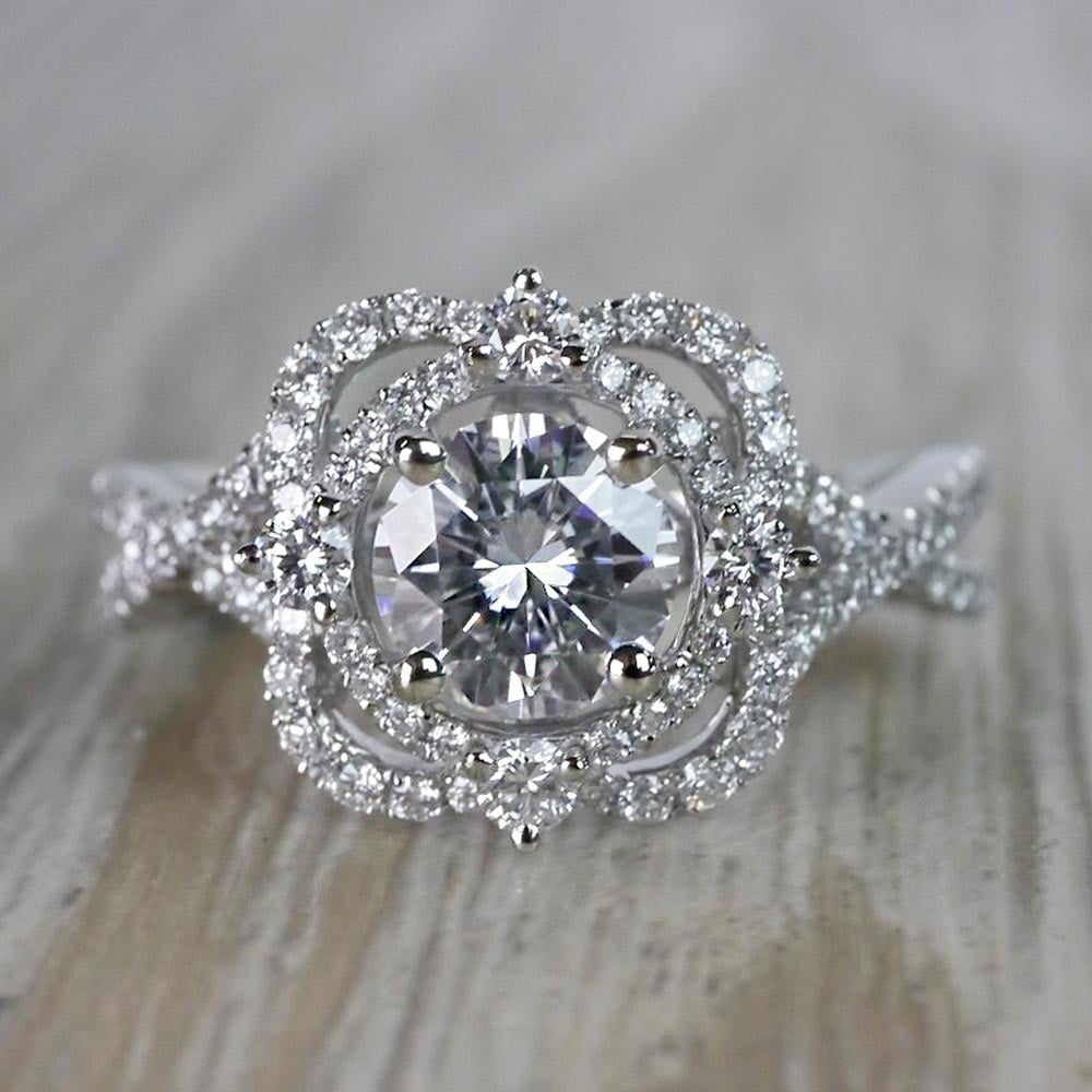 Delicate Double Halo Engagement Ring With Round Diamond By Parade | Thumbnail 02