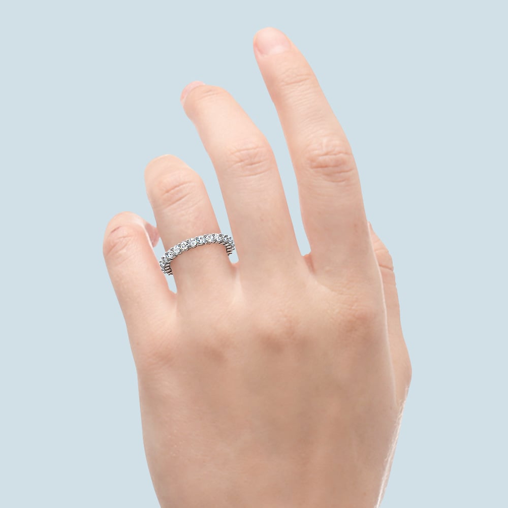 Stunning 1 Carat Prong Set Diamond Eternity Ring In White Gold | 05