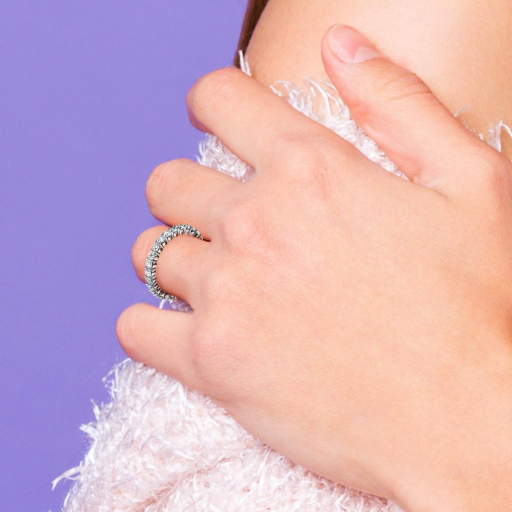 Stunning 1 Carat Prong Set Diamond Eternity Ring In White Gold | 06