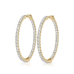 Yellow Gold Diamond Hoop Earrings (3/4 Ctw)