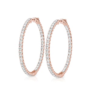Rose Gold Diamond Hoop Earrings (3/4 Ctw)