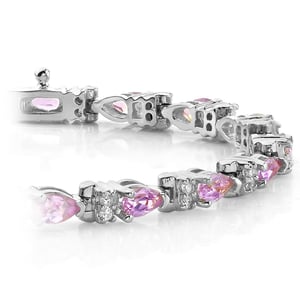 Pink Sapphire Bracelet With Diamond Accents In White Gold (10 Ctw)