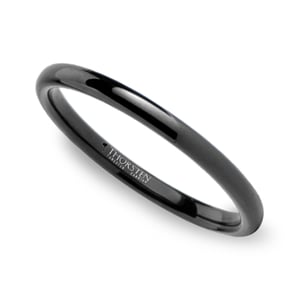 Fine Black Domed Tungsten Wedding Ring (2mm)