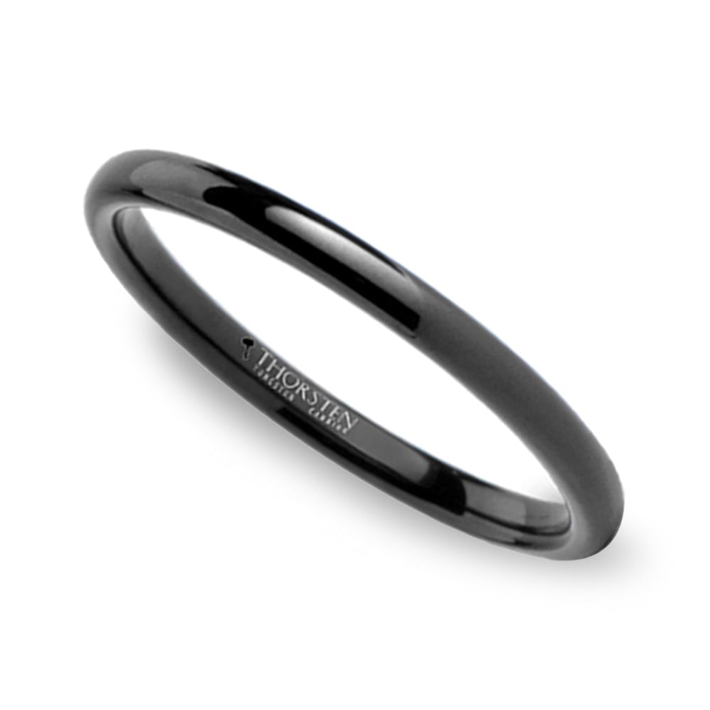 Fine Black Domed Tungsten Wedding Ring (2mm) | 01