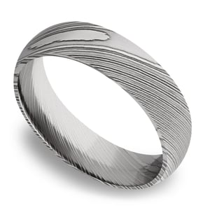 Damascus Wedding Ring For Men (6 Mm)