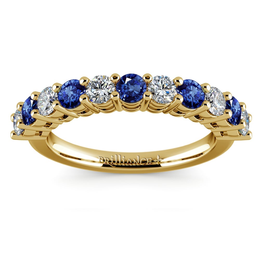 One Carat Eleven Diamond & Sapphire Ring in Yellow Gold | 02