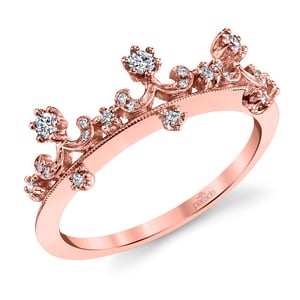 Crown Princess Wedding Ring With Diamonds In Rose Gold
