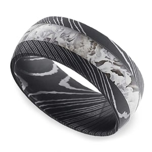 Endless Winter - Mens Snow Camo Wedding Band In Damascus Steel