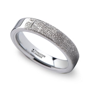 Flat Fingerprint Wedding Ring in Tungsten (4mm)
