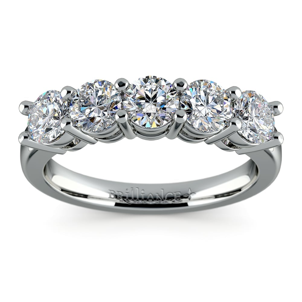 Five Diamond Wedding Ring in White Gold (1 1/2 ctw) | Thumbnail 02