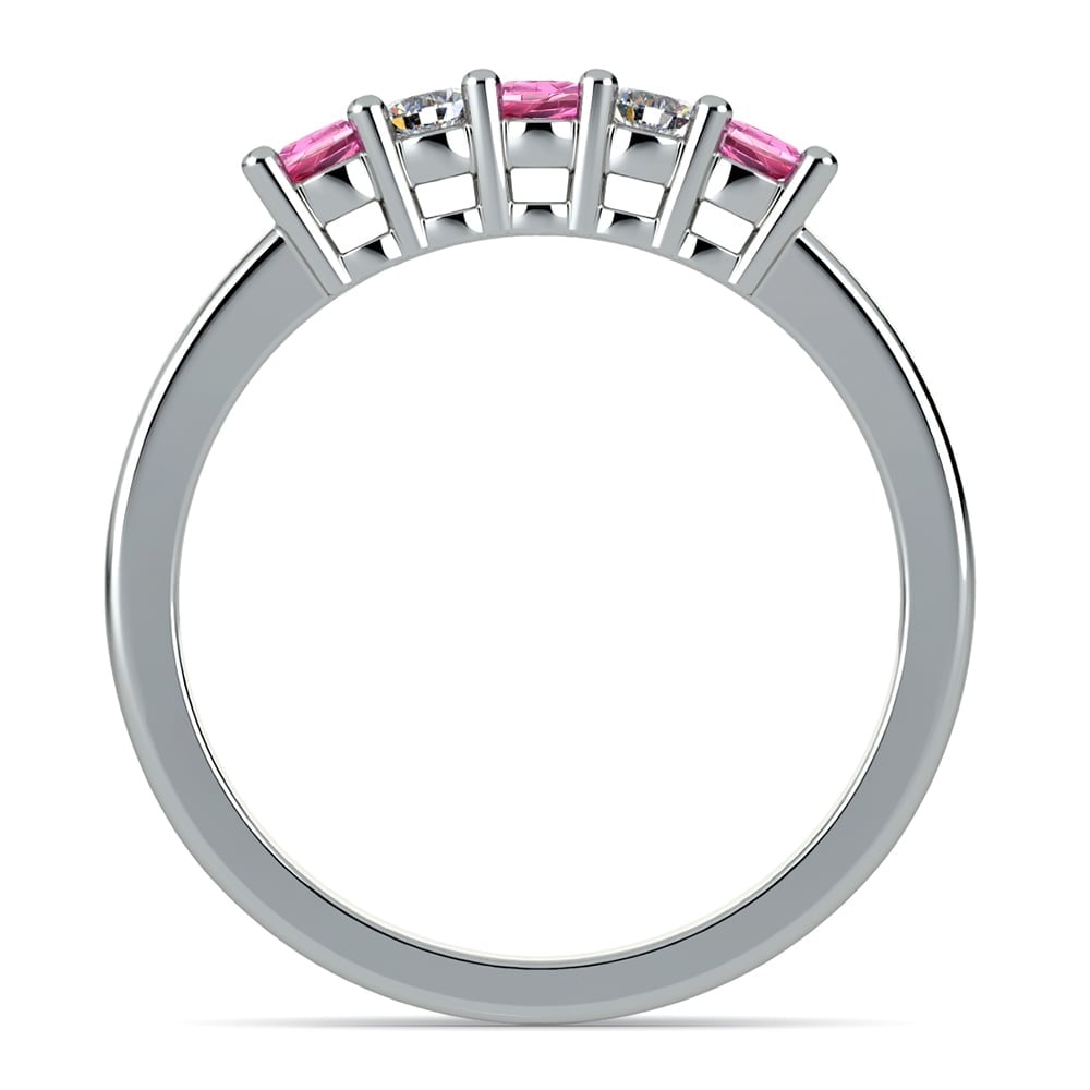 Platinum Five Stone Pink Sapphire And Diamond Ring (1/3 Ctw) | 03