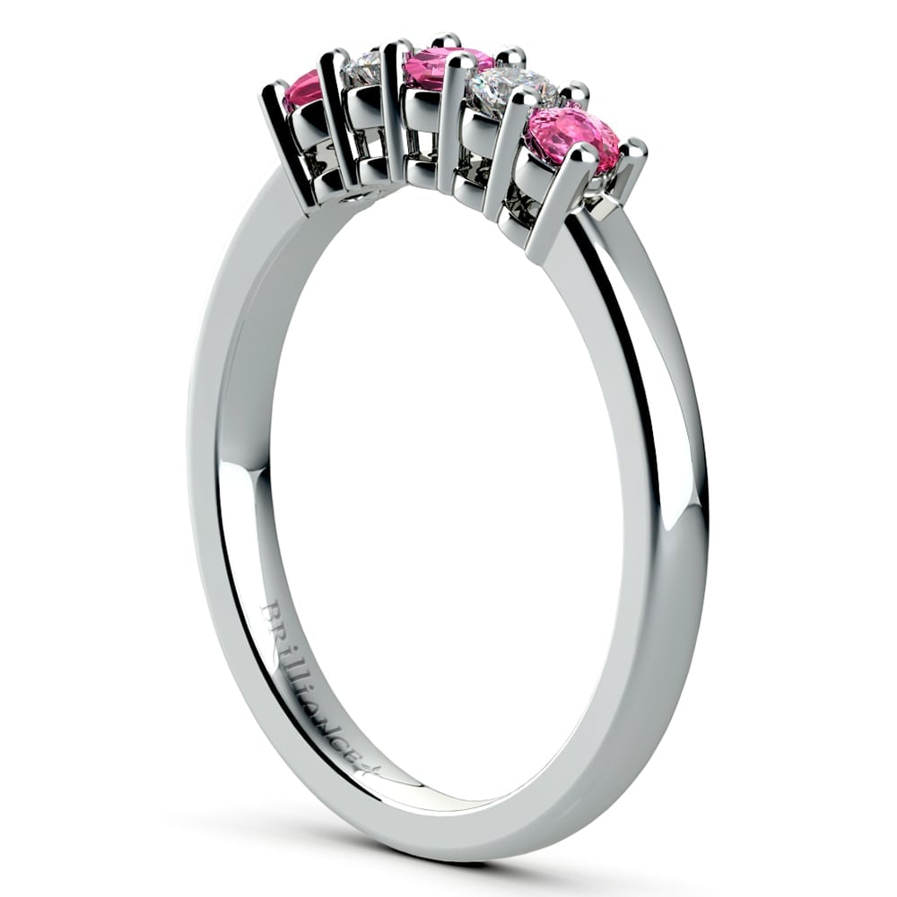 Platinum Five Stone Pink Sapphire And Diamond Ring (1/3 Ctw) | 04