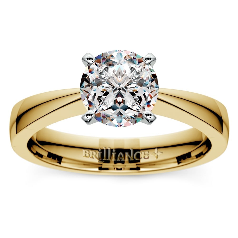 Flat Taper Solitaire Engagement Ring in Yellow Gold | 01