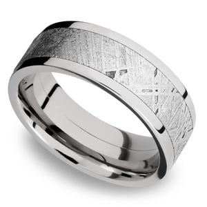 The Aldrin - Cobalt Chrome Flat Mens Meteorite Ring (8mm)