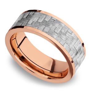 Carbon Fiber And Rose Gold Mens Wedding Ring