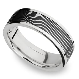 Flattwist Damascus Inlay Men's Wedding Ring in Cobalt Chrome (7mm)