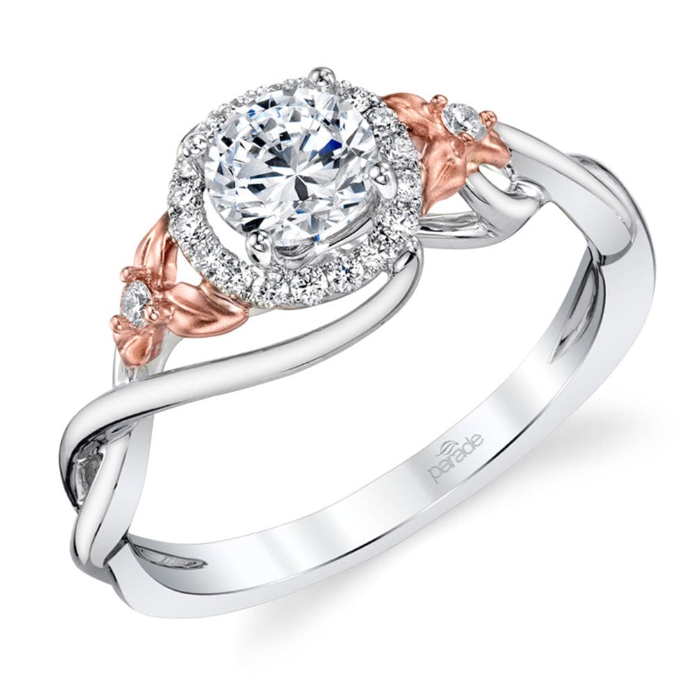 Floral Vine Engagement Ring In White And Rose Gold | 01