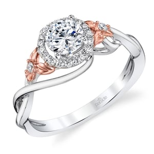 Floral Vine Engagement Ring In White And Rose Gold