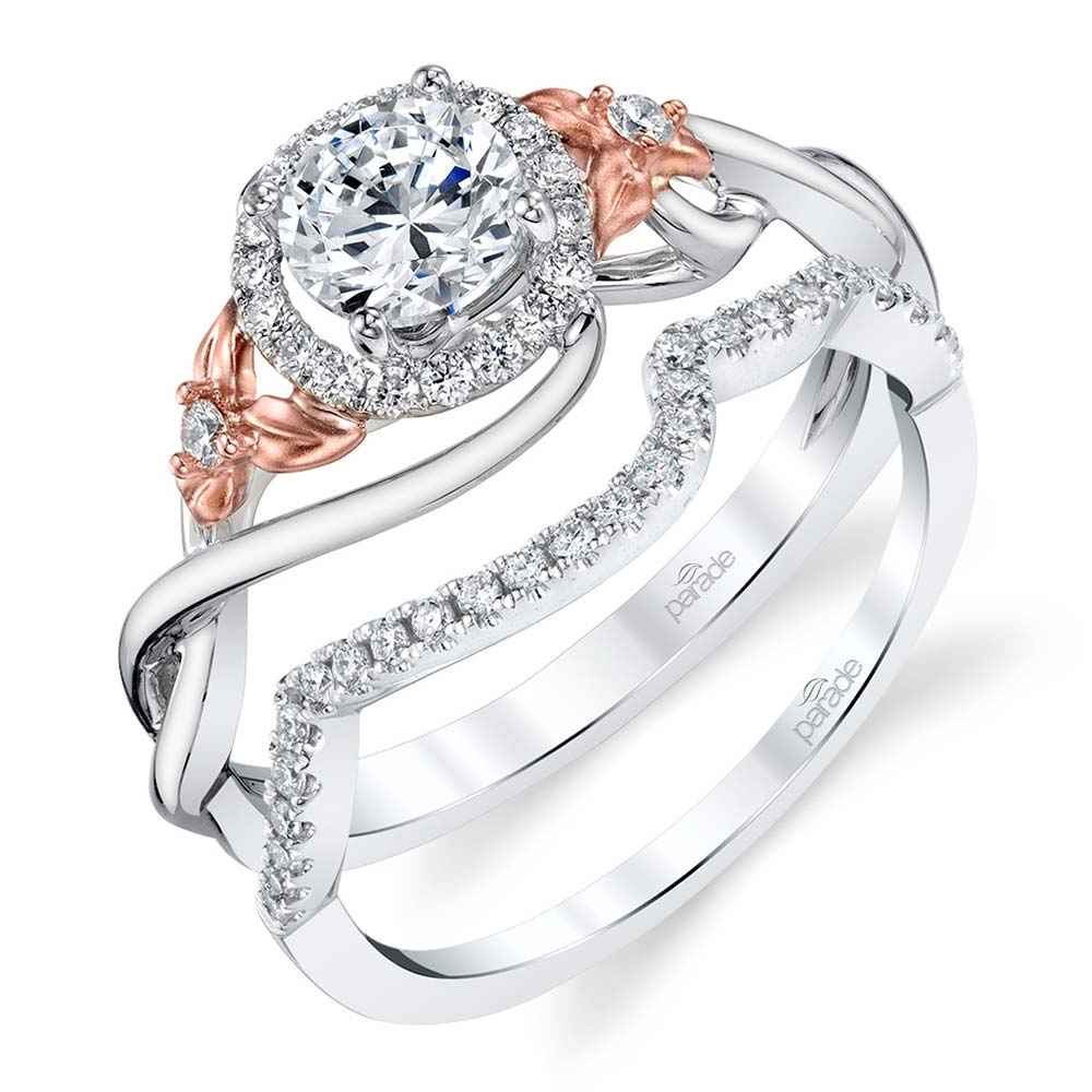Floral Vine Engagement Ring In White And Rose Gold | 03