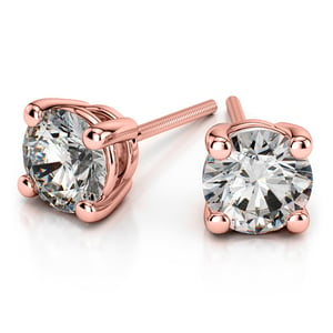 Four Prong Earring Settings (Round) in Rose Gold
