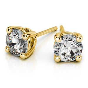 Four Prong Earring Settings (Round) in Yellow Gold