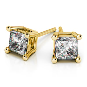 Four Prong Diamond Earring Settings (Square) in Yellow Gold