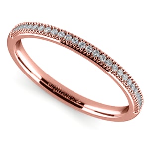 French Pave Diamond Wedding Ring in Rose Gold
