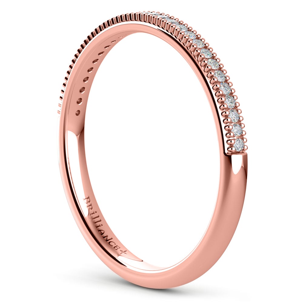French Pave Diamond Wedding Ring in Rose Gold | 04