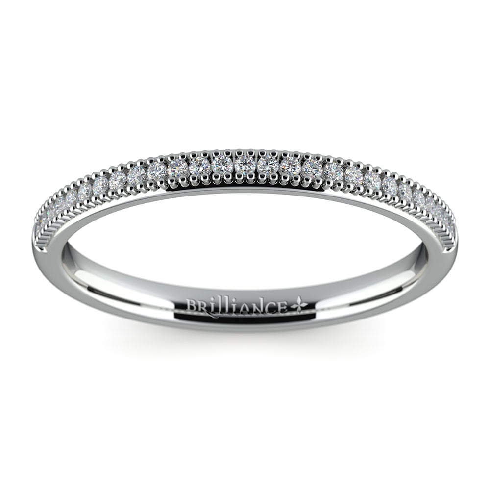 French Pave Wedding Band In White Gold | 02