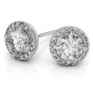 Round Halo Diamond Earring Settings In White Gold