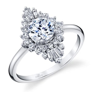 Unique Halo Diamond Vintage Engagement Ring