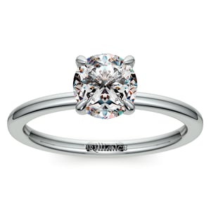Hidden Diamond Halo Engagement Ring in White Gold