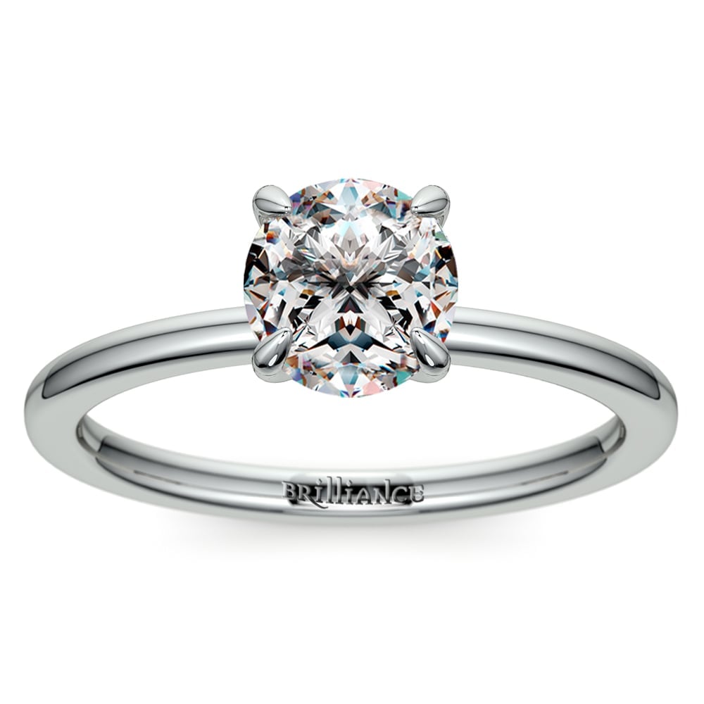 Hidden Diamond Halo Engagement Ring in White Gold | 01